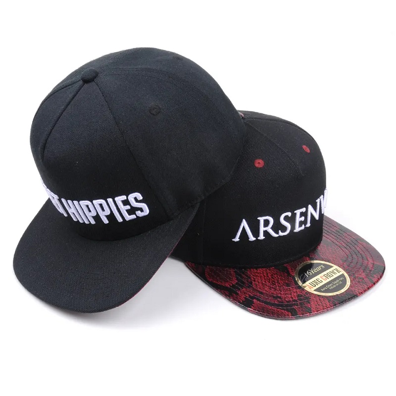 Velkoobchodní design Street Dance Hip Hop Flat Bill Custom Hats Black Snapback