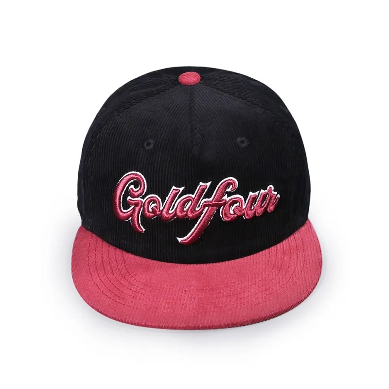 Custom Empoidery Cord 5 Panel Lano Nestrukturované klobouky Snapback Corduroy pro muže
