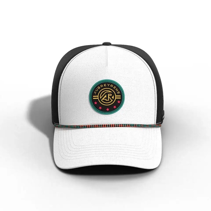 Nový design módní trucker klobouk vlastní patch prodyšný 5 panelový zakřivený okraj baseballový čepice s lanem